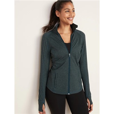 Fitted Soft-Brushed Performance Zip Jacket for Women