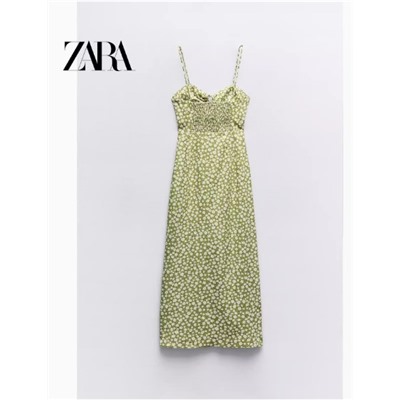 ZAR*A24 новое весеннее женское платье миди с цветочным принтом и подтяжками
