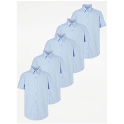 Light Blue Boys Short Sleeve School Shirt 5 Pack