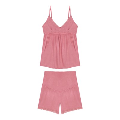 Pijama corto 'maternity' canalé rosa