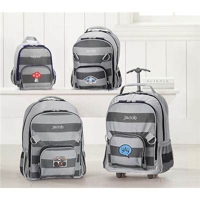 Fairfax Gray Rugby Stripe Backpacks