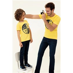 Erkek Çocuk Açık Sarı Bisiklet Yaka Tişört