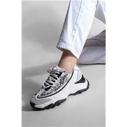 Marjin Kadın Sneaker Yılan Desenli Pullu Yüksek Taban Spor Ayakkabı Petor beyaz 3211082265