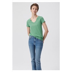 Mavi Yeşil Basic Tişört Slim Fit / Dar Kesim 168260-71842