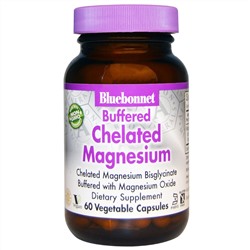 Bluebonnet Nutrition, Буферизованный хелатный магний, 60 вегетарианских капсул