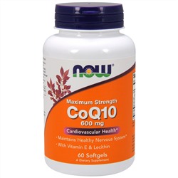 Now Foods, CoQ10, With Vitamin E & Lecithin, 600 mg, 60 Softgels