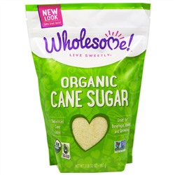 Wholesome Sweeteners, Inc., Органический тростниковый сахар, выпаренный сок сахарного тростника, 32 унции (907 г)