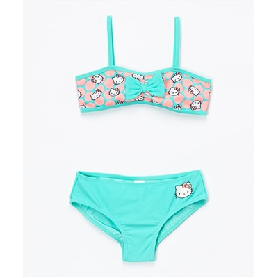 Hello Kitty Aqua & Pink Polka Dot Bikini - Girls