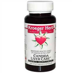 Kroeger Herb Co, Кандида, уход за печенью, 100 вегетарианских капсул