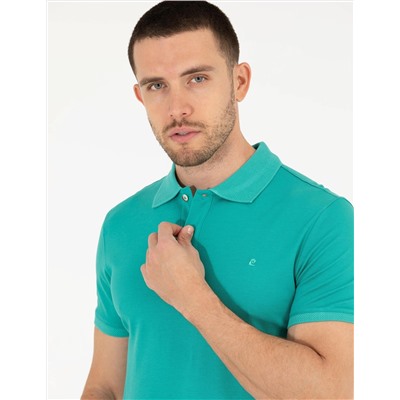 Yeşil Slim Fit Polo Yaka Merserize Tişört