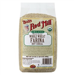 Bob's Red Mill, Органическая манная крупа из цельной пшеницы, Hot Cereal, 24 унции (680 г)