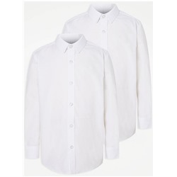 White Boys Long Sleeve School Shirt 2 Pack