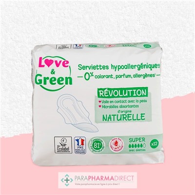 Love&Green Serviettes Ecologiques - Révolution - Super x12