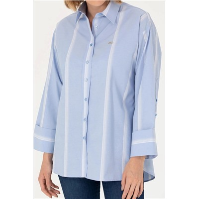 Kadın Mavi Uzun Kollu Gömlek