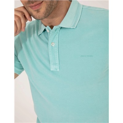 Mavi Slim Fit Dokulu Polo Yaka Tişört