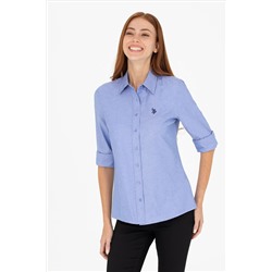 Kadın Saks Uzun Kollu Basic Gömlek