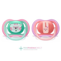 Avent Sucettes Ultra Air 18 mois+ Tigre & Lapin x2