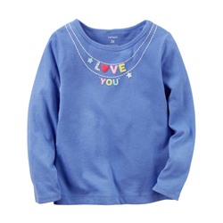 Long-Sleeve Love You Necklace Graphic Tee