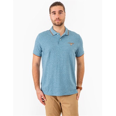 MARLED YARN POLO SHIRT WITH EMBROIDERED CREST
