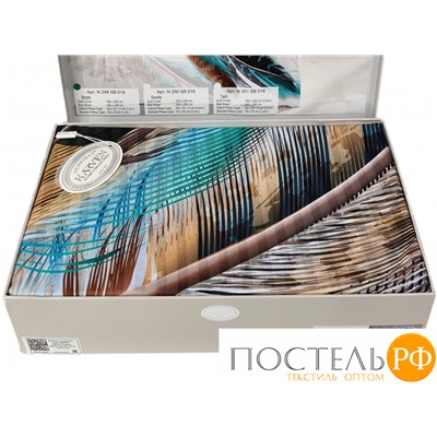 Постельное белье Карвен Stripe Satin с цветным принтом евро N250 -SB018 (6пр.)