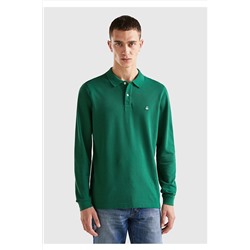 United Colors of Benetton Erkek Koyu Yeşil Uzun Kol Polo Tshirt Koyu Yeşil 123A3089J3204
