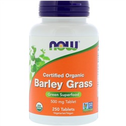 Now Foods, Certified Organic Barley Grass, 500 mg, 250 Tablets