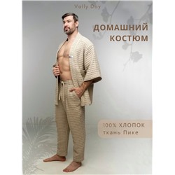 Костюм мужской  домашний VALLY DAY -Кимоно с брюками цвет бежевый