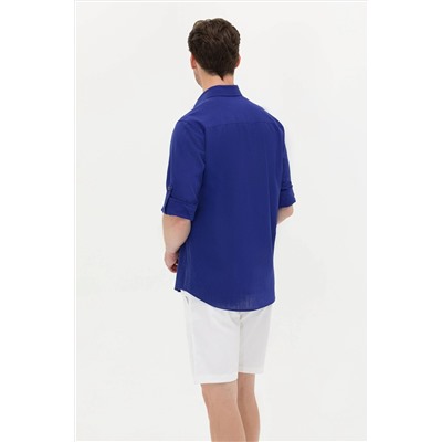 Erkek Mavi Uzun Kollu Basic Gömlek