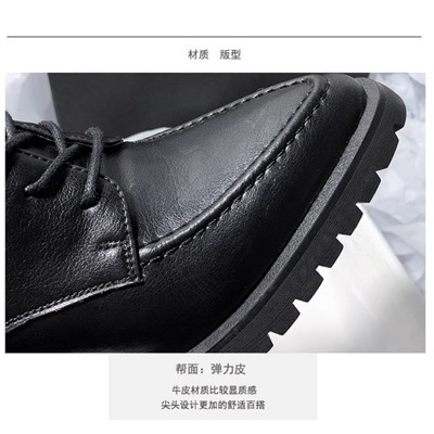 Демисезонные ботинки на толстом каблуке с боковой молнией и шнуровкой