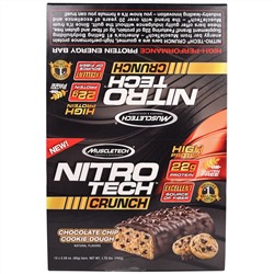 Muscletech, Nitro Tech Crunch Bars, Chocolate Chip Cookie Dough,12-2.29 oz (65g), Net Wt 1.72 lbs