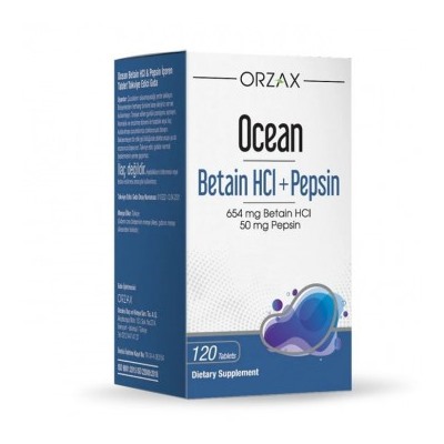 Бетаин и пепсин ORZAX Ocean betaine hcl + pepsin, 120 таблеток