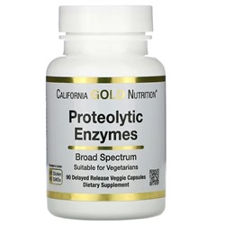 California Gold Nutrition, Proteolytic Enzymes, Broad Spectrum, 90 Delayed Release Veggie Capsules