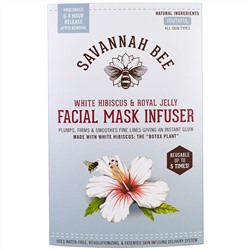 Savannah Bee Company Inc, Facial Mask Infuser, White Hibiscus & Royal Jelly, 1 Reusable Mask