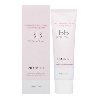 NEXTBEAU Collagen Solution Glow BB Cream SPF 50+/PA+++ 01 Light Beige Омолаживающий ББ крем с гидролизованным коллагеном 01 Светло-бежевый 50г