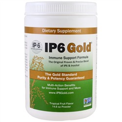 IP-6 International, IP6 Gold, Формула для поддержки иммунитета, Вкус тропических фруктов, Порошок, 414 г