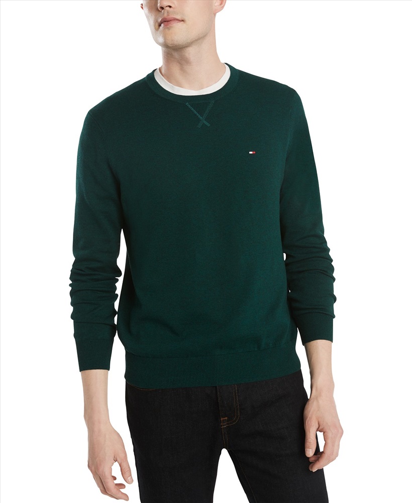 tommy hilfiger men's solid crewneck sweater