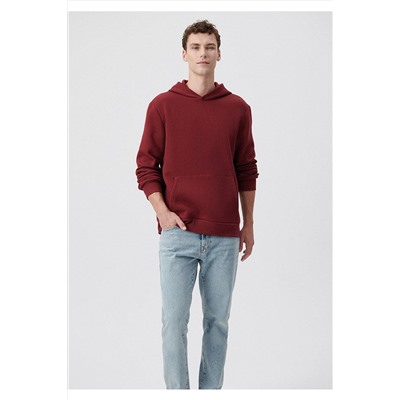 MaviKapüşonlu Bordo Basic Sweatshirt 0610937-85633