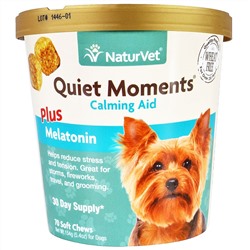 NaturVet, Quiet Moments, Calming Aid Plus Melatonin, 70 Soft Chews