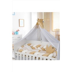 TuGu home baby TuGU HoMe&BaBy Pamuklu 70x130 cm 7 parça örgü korumalı renkli geometrik desenli uyku seti06