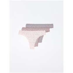 PACK OF 3 BRAZILIAN BRIEFS WITH LACE TRIM