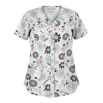 UA Honeycombs And Flowers Pewter Scrub Top