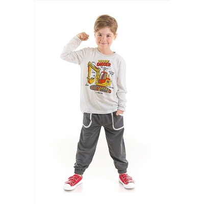 Mushi Yellow Digger Erkek Çocuk Gri T-shirt Gri Pantolon Takım MS-22S1-080
