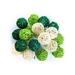 Тайская гирлянда из ротанговых шариков зеленая/ Lightening balls rattan green