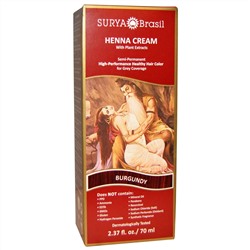 Surya Henna, Крем с хной, Окрашивание & кондиционирование волос, Бургунди, 2.37унции (70 мл)