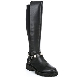 KARL LAGERFELD PARIS Reese Tall Pearl Embellished Chunky Lug Sole Boots