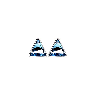 Blue Triangle Stud Earrings With Swarovski® Crystals