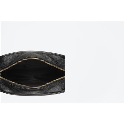 Bandolera de piel Gaby Metallic Negro