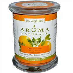 Aroma Naturals, Soy VegePure, на 100% натуральные свечи из соевого эфирного масла, апельсин и кедр, 8,8 унций (260 г)