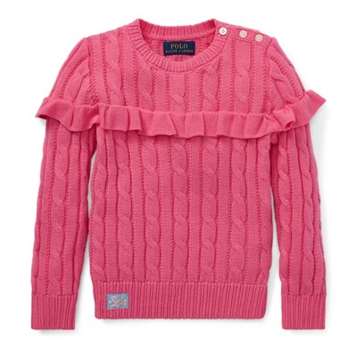 GIRLS 2-6X Ruffled Cotton Sweater