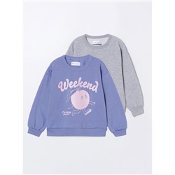 2-PACK OF CONTRAST PLAIN AND PRINTED SWEATSHIRTS